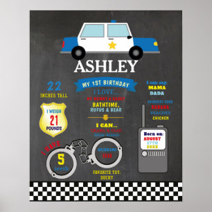 Mijlpaal Poster 1e politie auto agenten