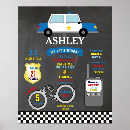 Mijlpaal Poster 1e politie auto agenten (Voorkant)