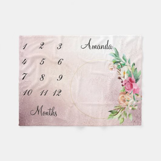 Mijlpaal  Roos Goud Vervaagd Baby Keepsake Fleece Deken (Voorkant (Horizontaal))