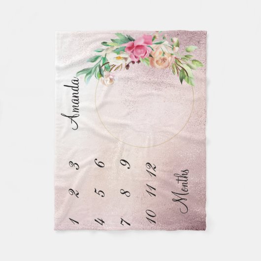 Mijlpaal  Roos Goud Vervaagd Baby Keepsake Fleece Deken (Voorkant)