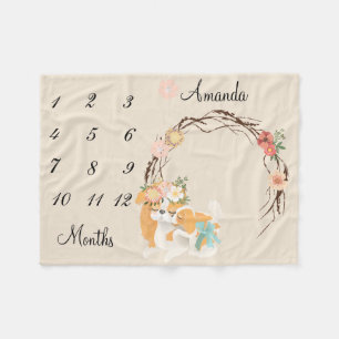 Mijlpaal Roze Mama Hond Puppies Baby Aandenken Fleece Deken