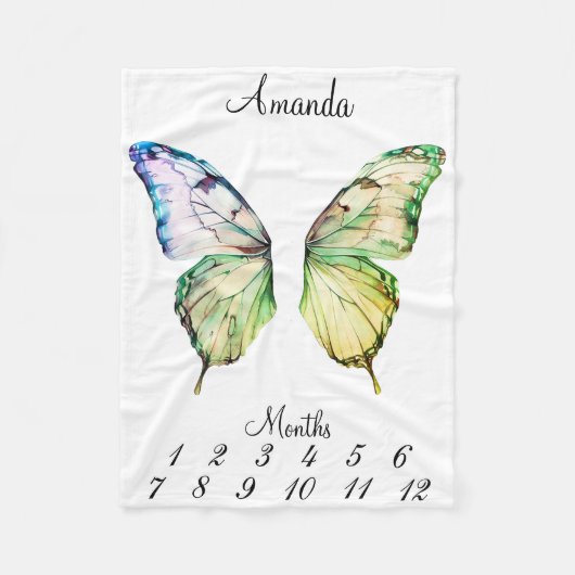 Mijlpaal Roze Vlinder Vleugels Baby Keepsake Fleece Deken (Voorkant)