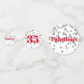 Mijlpaal Tafelconfetti - Zilver en Rood Fantastisc Confetti (Voorkanten)