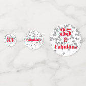 Mijlpaal Tafelconfetti - Zilver en Rood Fantastisc Confetti (Achterkanten)