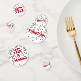 Mijlpaal Tafelconfetti - Zilver en Rood Fantastisc Confetti