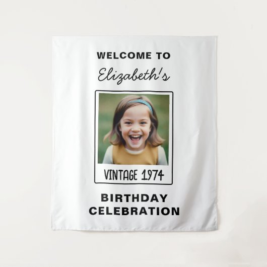 mijlpaal Verjaardag Foto Keepsake Wandkleed (Voorkant)