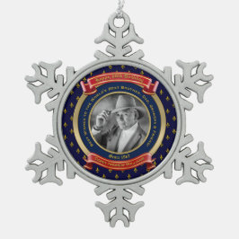 Mijlpaal verjaardag Gold Foto 60th Blue Red Tin Sneeuwvlok Ornament