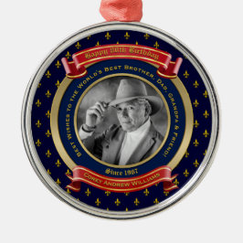 Mijlpaal verjaardag Gold Foto 80th Blue Red Metalen Ornament