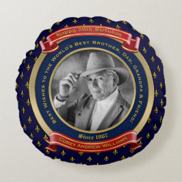 Mijlpaal verjaardag Gold Foto 80th Blue Red Rond Kussen