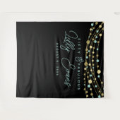 mijlpaal verjaardagsbanner blauwgroen en goud 50e  wandkleed (Voorkant (horizontaal))