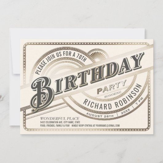 Mijlpaal verjaardagsfeestje uitnodigingen Gold & W (Voorkant)