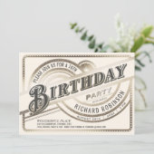 Mijlpaal verjaardagsfeestje uitnodigingen Gold & W (Staand voorkant)