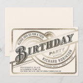 Mijlpaal verjaardagsfeestje uitnodigingen Gold & W (Voorkant / Achterkant)