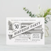 Mijlpaal verjaardagsuitnodigingen | hoogste Vintag Kaart (Staand voorkant)