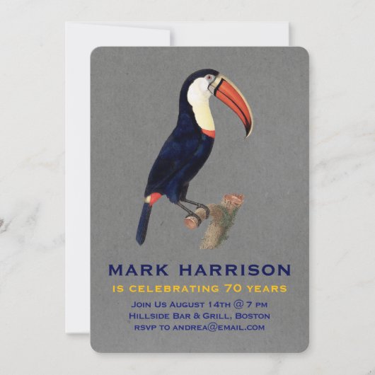 Mijlpaal Verjaardagsvogel Uitnodiging (Voorkant)