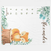 Mijlpaal waterverf bosvos fleece deken (Voorkant (Horizontaal))