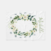 Mijlpaal waterverf tracker, witte bloemen fleece deken (Voorkant (Horizontaal))