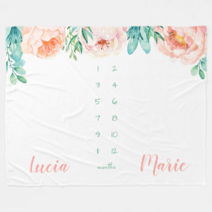 Mijlpaal waterverf van baby girl fleece deken