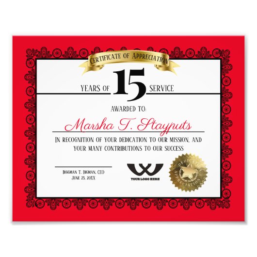 Mijlpaal werknemer jubileum erkenning foto afdruk (Voorkant)