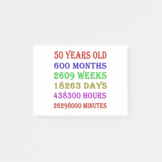 Mijlpalen van 50e verjaardag post-it® notes (Voorkant)