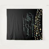 Mijlpalen verjaardagsfeest banner turquoise en gou wandkleed (Voorkant (horizontaal))