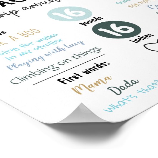 Mijlpalen voor buitenruimte, eerste verjaardag poster (Hoek)