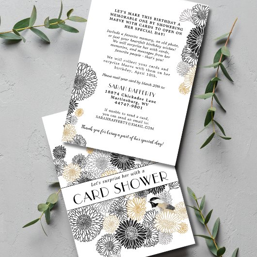 Mijlpijl Verjaardag Zwart en Goud Kaart Shower