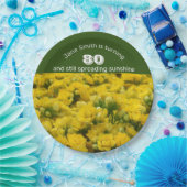 Mijlsteen Celebration Yellow Floral 80th Birthday Papieren Bordje (Feest)
