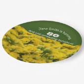 Mijlsteen Celebration Yellow Floral 80th Birthday Papieren Bordje (Gekanteld)
