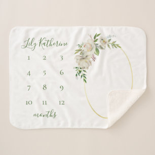 Mijlsteen foto Gilded Blooms Baby Name Sherpa Deken