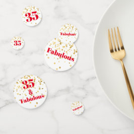 Mijlsteen tafel-Confetti - Goud en rood - Fabulair Confetti