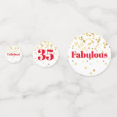 Mijlsteen tafel-Confetti - Goud en rood - Fabulair Confetti (Voorkanten)