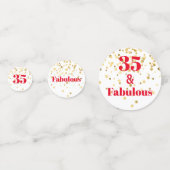 Mijlsteen tafel-Confetti - Goud en rood - Fabulair Confetti (Achterkanten)