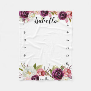 Mijlsteen waterverf roze bloemen fleece deken