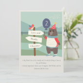 Mijlstgebergte van het Beer Cute Bird Elke zondag Bedankkaart (Staand voorkant)