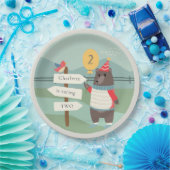 Mijlstgebergte van het Beer Cute Bird Elke zondag Papieren Bordje (Feest)