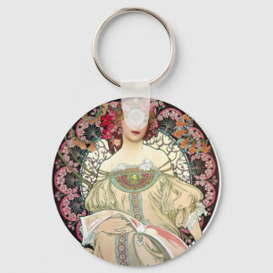 Mijmerij 1897 van Alfons Mucha Sleutelhanger