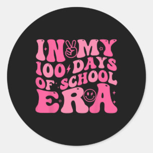 Mijn 100 dagen schooltijd retro glimlach 100ste da ronde sticker