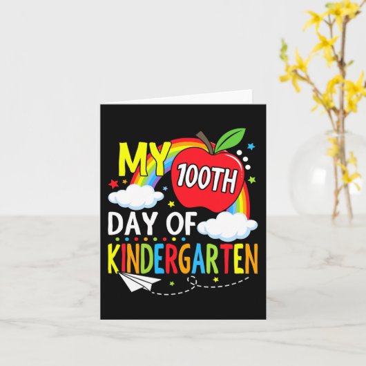 Mijn 100ste dag van kleuterschool studenten Kinder Kaart (Gele Bloem)