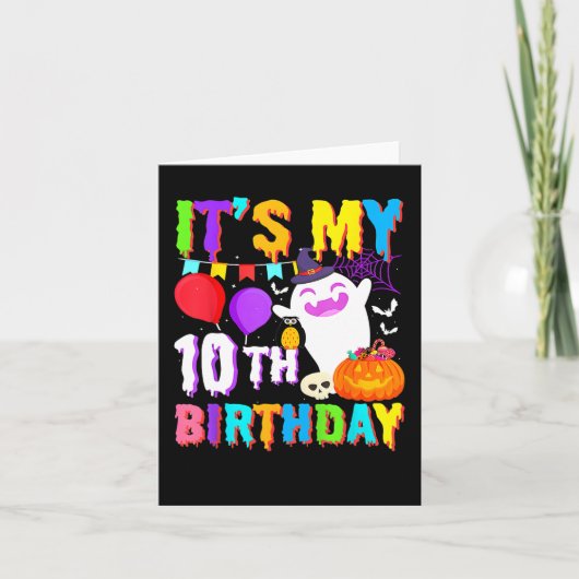 Mijn 10e Verjaardag Gifts Ghost Pumpkin Halloween  Kaart (Voorkant)