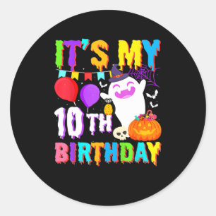 Mijn 10e Verjaardag Gifts Ghost Pumpkin Halloween Ronde Sticker