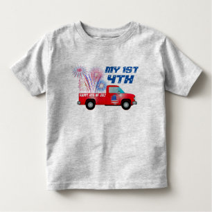 MIJN 1E 4e juli Red White Blue Fireworks Truck Kinder Shirts