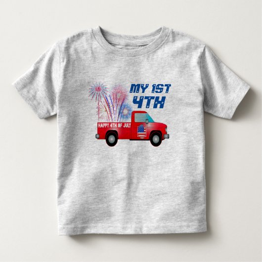 MIJN 1E 4e juli Red White Blue Fireworks Truck Kinder Shirts (Voorkant)