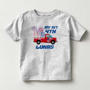 MIJN 1E 4e juli Red White Blue Fireworks Truck Kinder Shirts