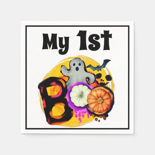 Mijn 1e Boo Cute Ghost Baby's 1ste Halloween Servet (Voorkant)