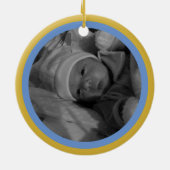 Mijn 1e Chanoeka Foto Blauw Goud Gepersonaliseerd Keramisch Ornament (Achterkant)