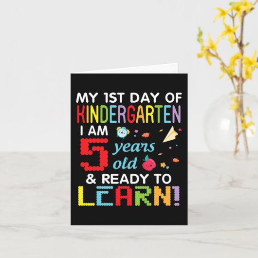 Mijn 1e dag van de kleuterschool Ik ben 5 jaar oud Kaart (Gele Bloem)