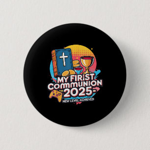 Mijn 1e Eerste Communie 2025 Videospelcontroller Ronde Button 5,7 Cm
