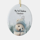 Mijn 1e Eerste Kerst Schattige Polar Beer Custom Keramisch Ornament (Rechts)
