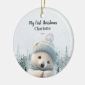 Mijn 1e Eerste Kerst Schattige Polar Beer Custom Keramisch Ornament (Links)